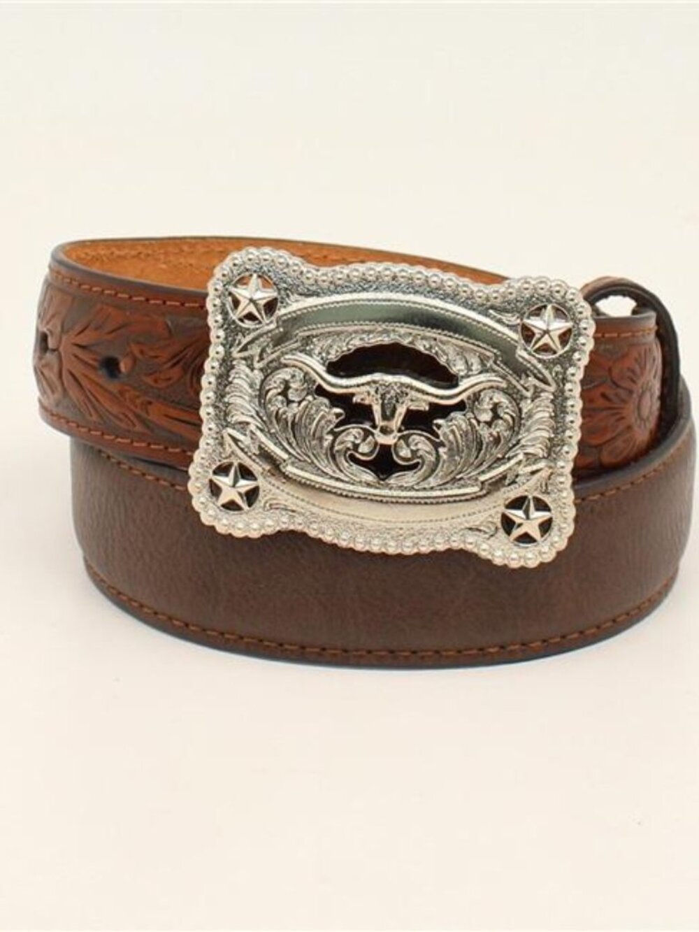 Nocona  Youth Western Tooled Leather Belt, Longhorn  #N4428602 Kid Size 24  NWT